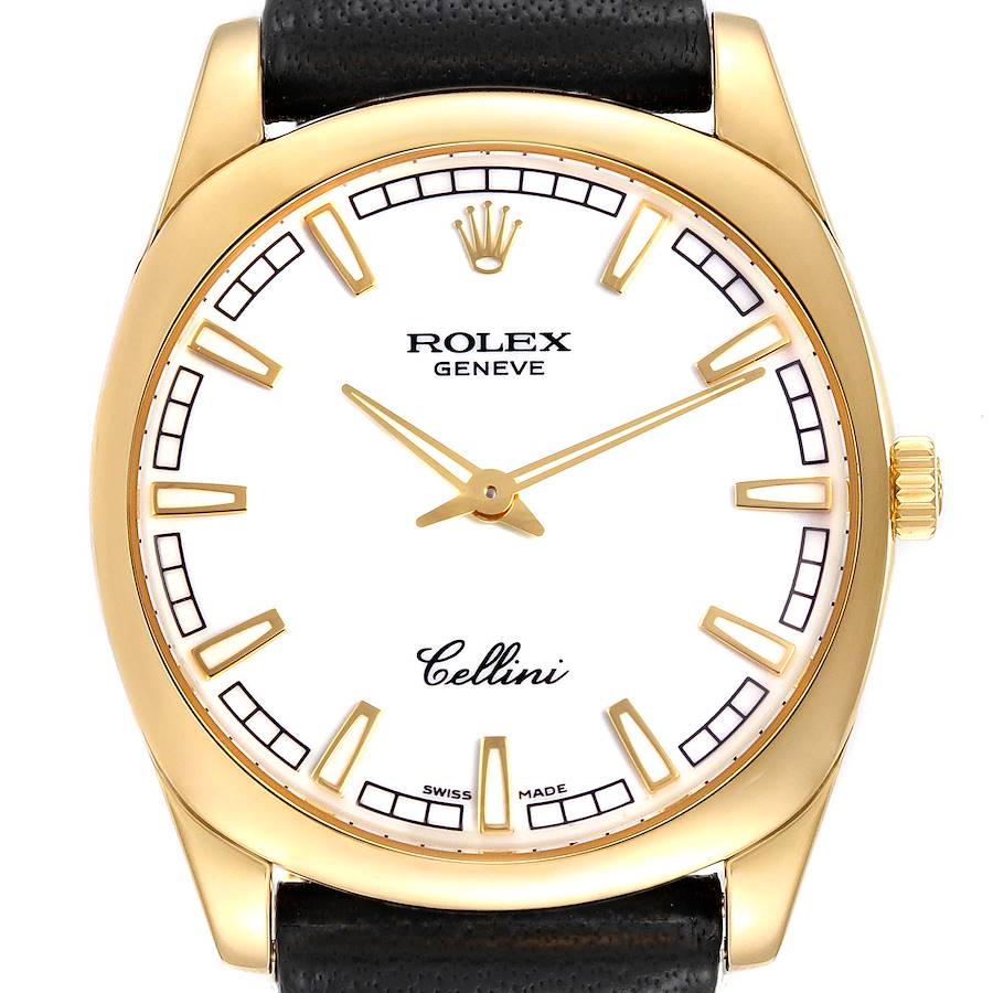 Rolex Cellini Danaos 18k Yellow Gold White Dial Mens Watch 4243 SwissWatchExpo