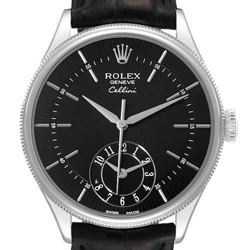 Photo of Rolex Cellini Dual Time White Gold Black Dial Automatic Mens Watch 50529