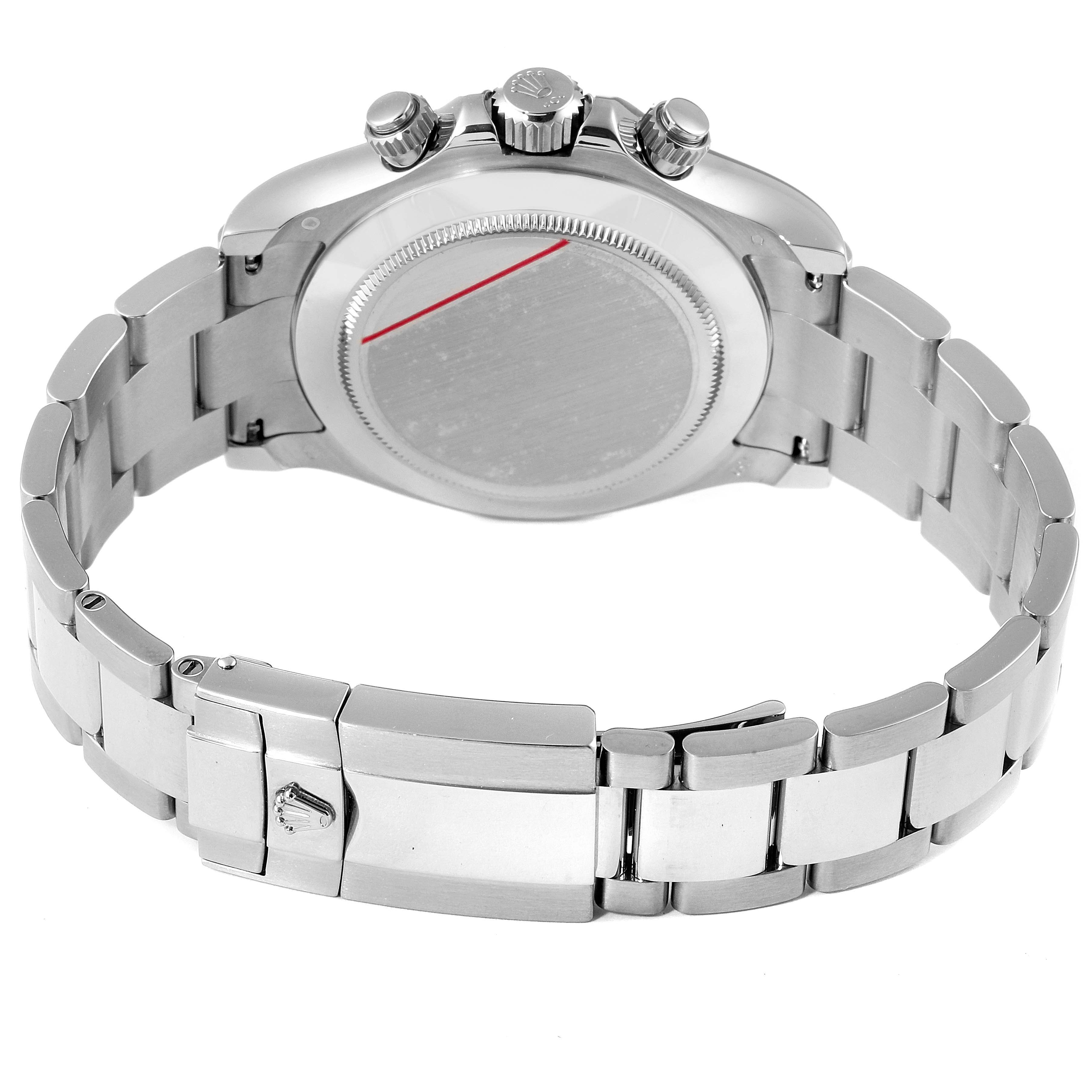 The image shows the back view of a Rolex Daytona 116509 Men's White Gold Black Dial 116509 Men's White Gold Black Dial watch, highlighting the case back, clasp, and bracelet.