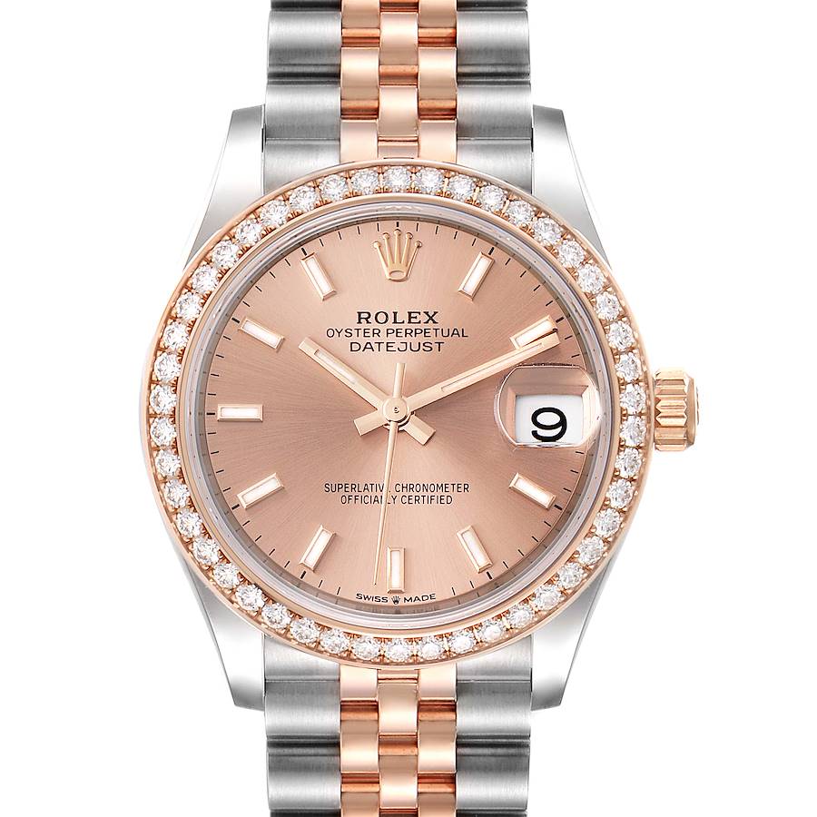 Rolex Datejust 31 Midsize Steel Rose Gold Diamond Watch 278381 Unworn SwissWatchExpo