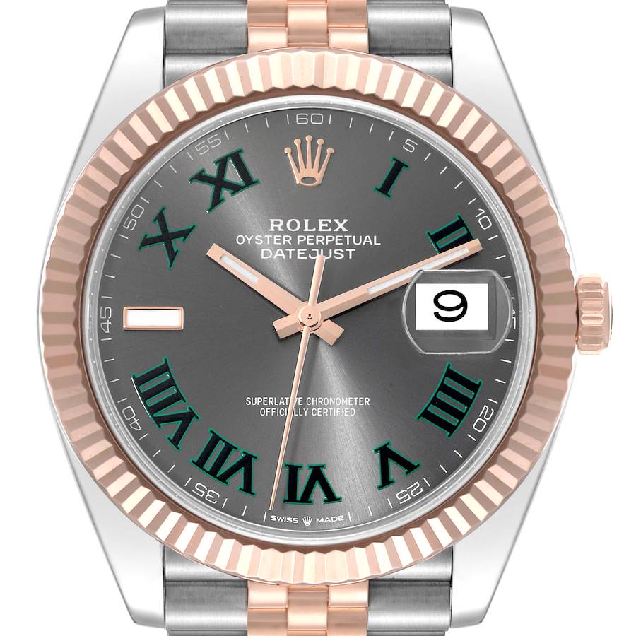 Rolex Datejust 41 Steel Rose Gold Wimbledon Dial Mens Watch 126331 SwissWatchExpo