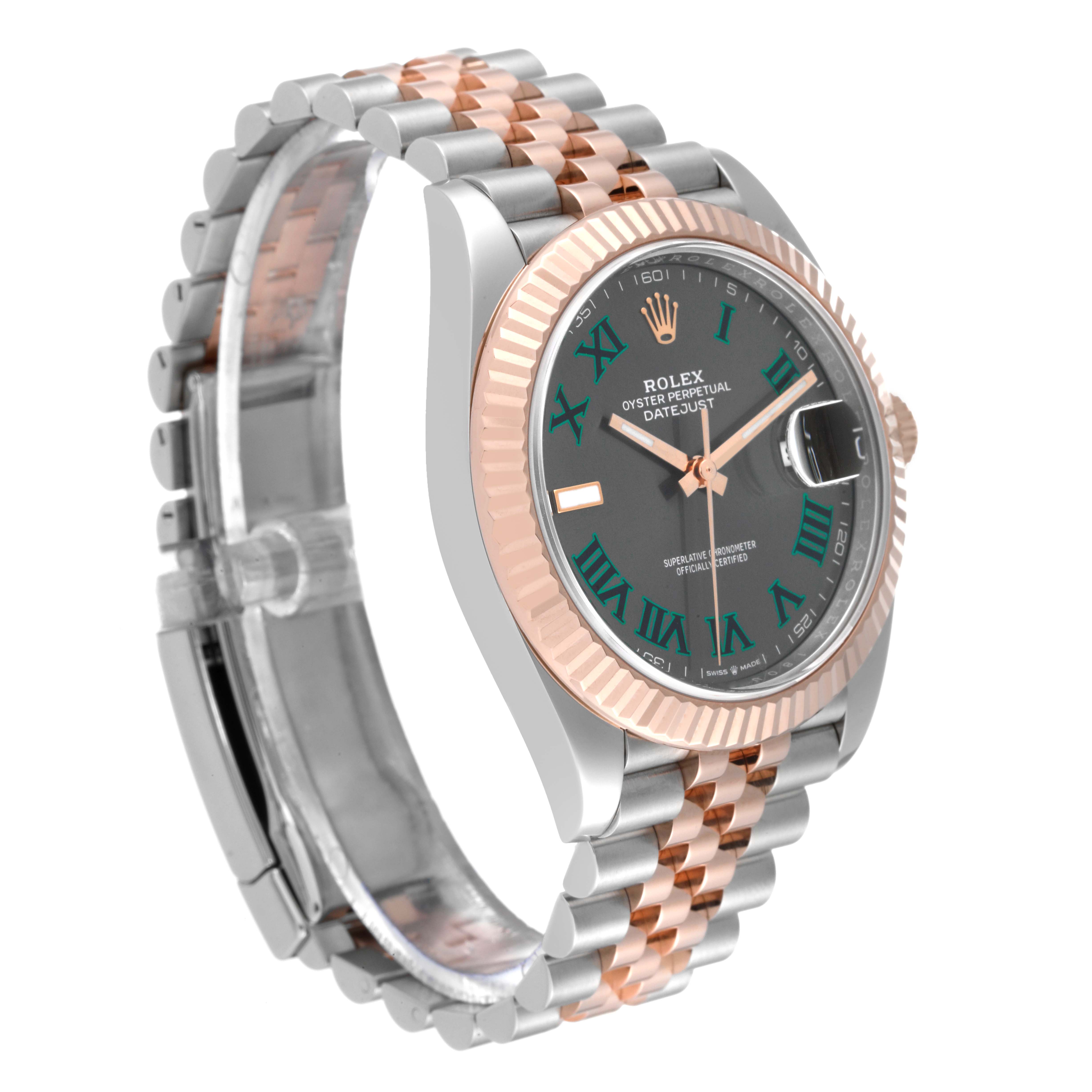 The Rolex Datejust 41 126331 Men's Steel and Gold (two tone) Grey Dial 126331 Men's Steel and Gold (two tone) Grey Dial is shown at a slight angle, displaying the face, bezel, and a portion of the bracelet.