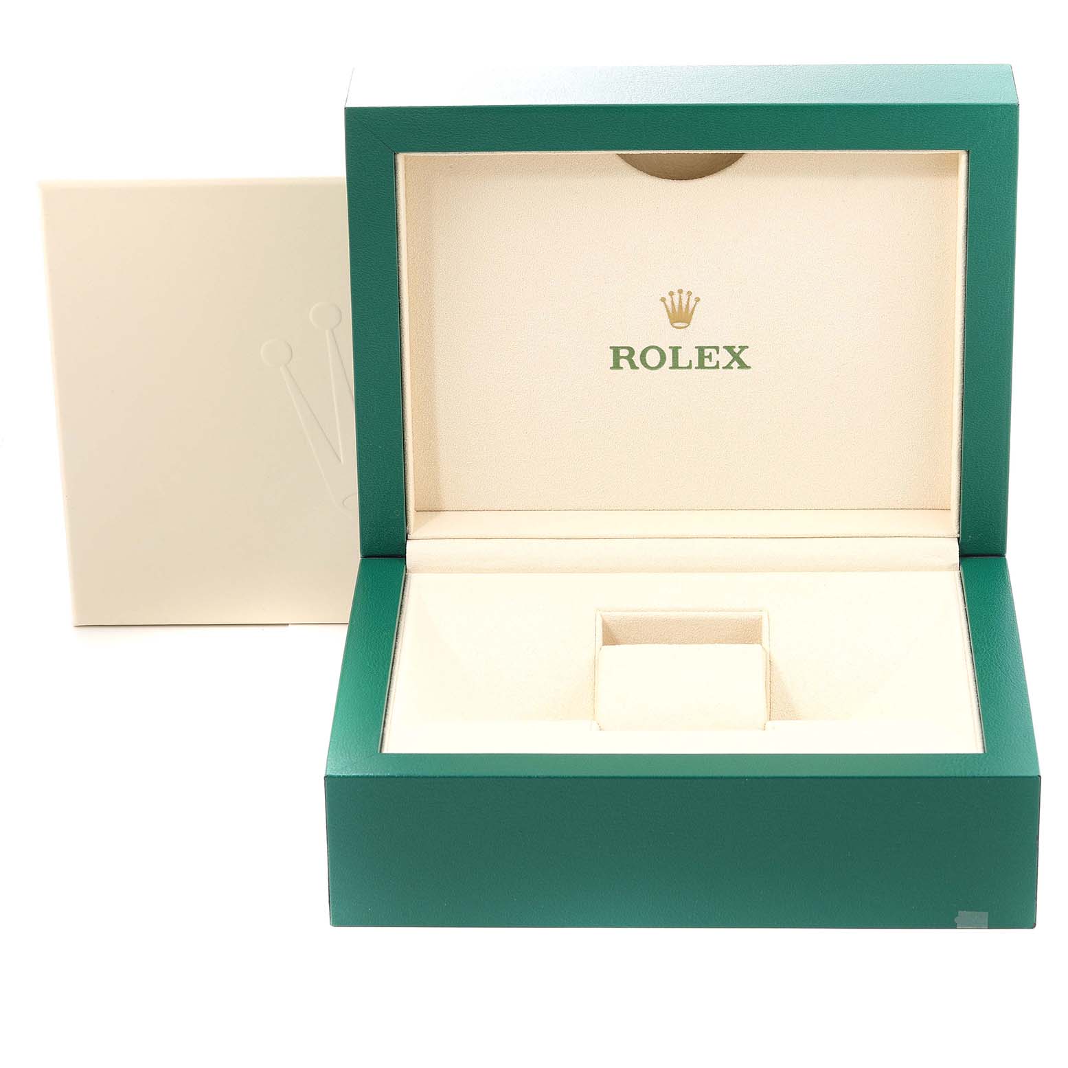 This image shows an empty Rolex watch box and outer packaging, typically used for the Daytona model.