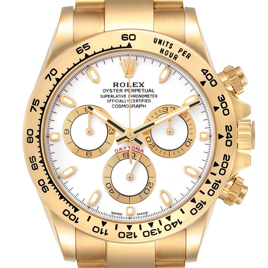 Rolex Daytona Yellow Gold White Dial Mens Watch 116508 Unworn SwissWatchExpo