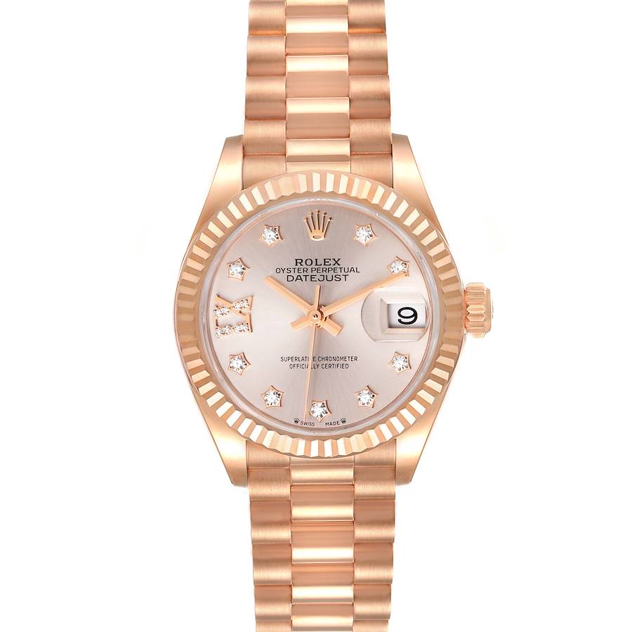 Rolex President 28 Rose Gold Diamond Ladies Watch 279175 Unworn SwissWatchExpo