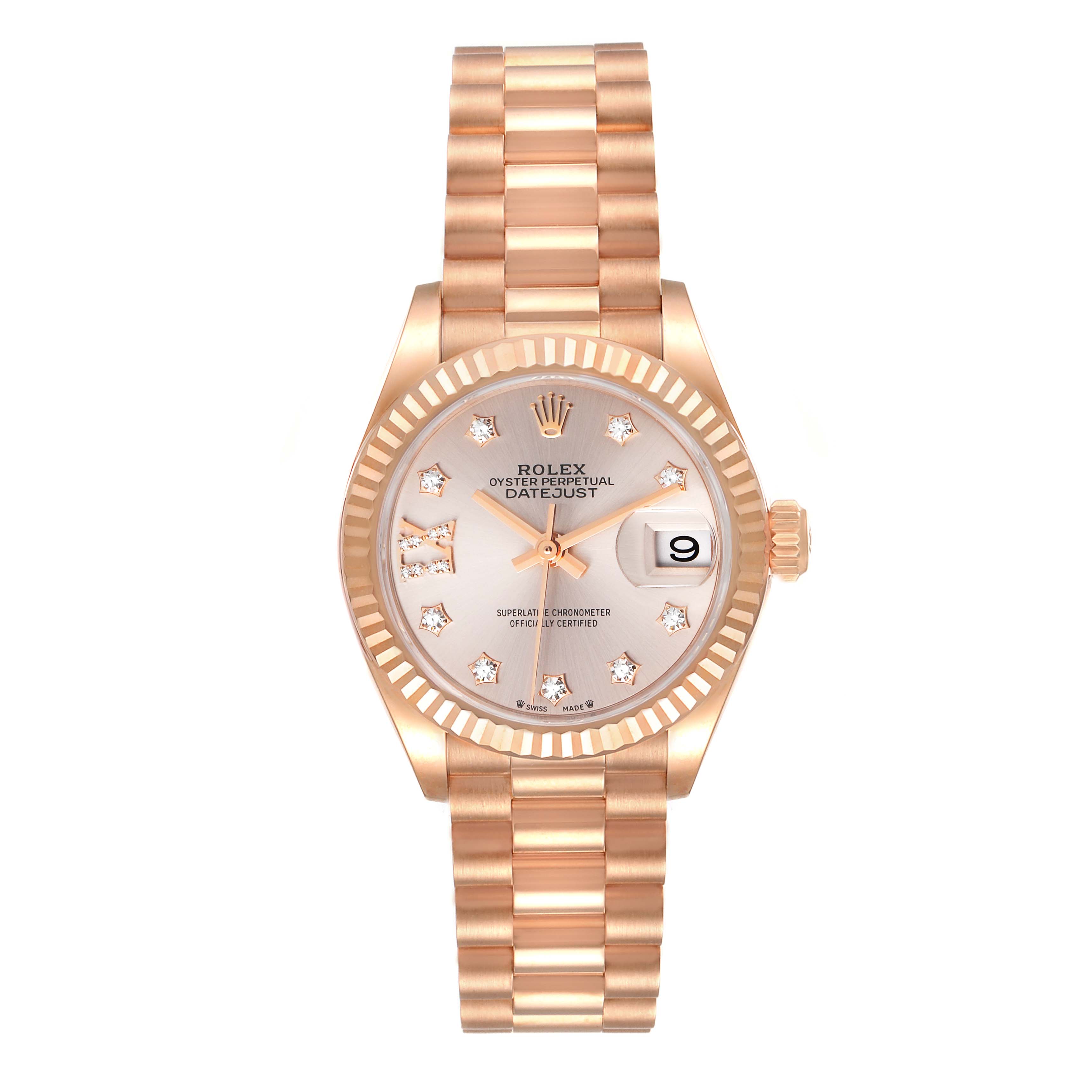 ROLEX ラウンド型ポーチ ベージュ rolex-president-28-rose-gold-
