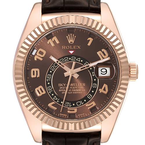 Photo of Rolex Sky-Dweller Chocolate Brown Rose Gold Mens Watch 326135