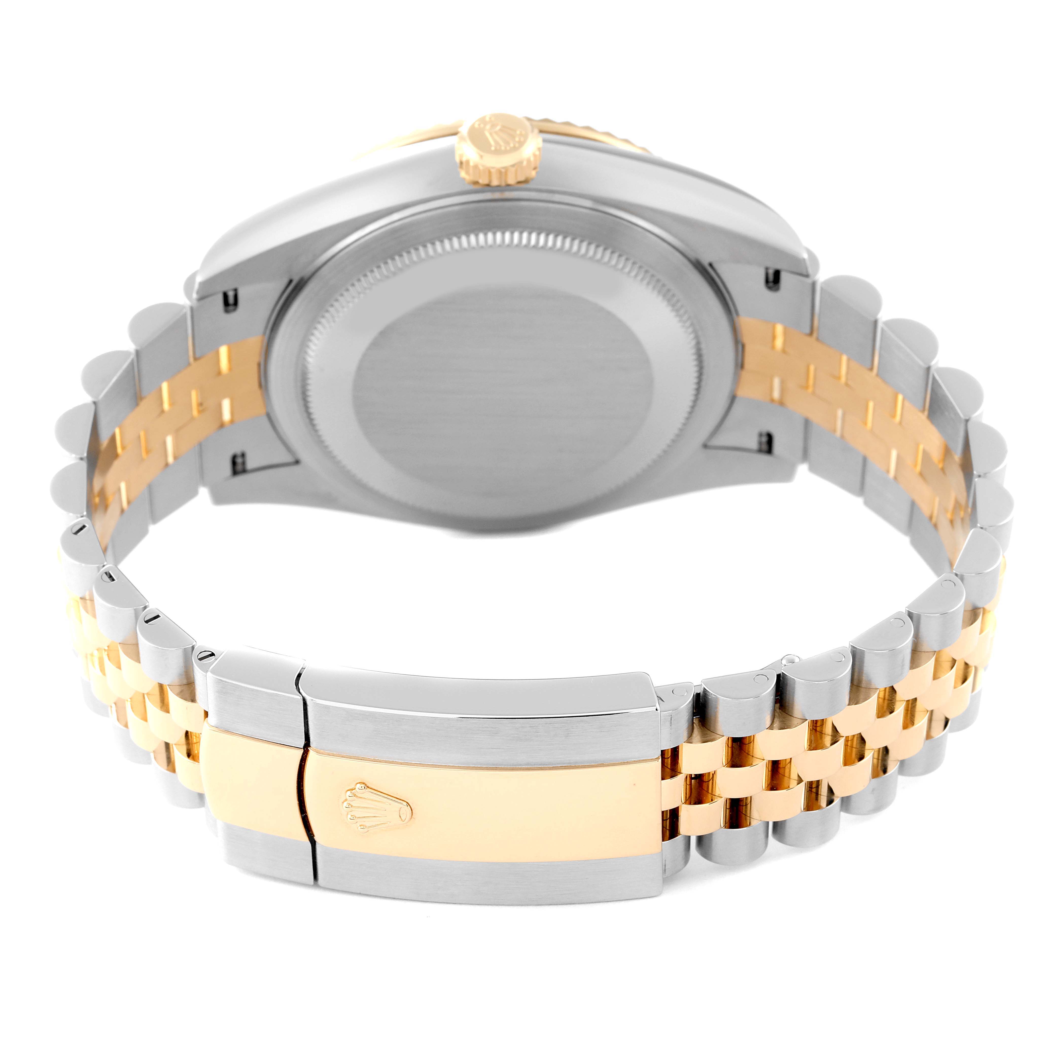 The image shows the back case and bracelet clasp of the Rolex Sky-Dweller 326933 Men's Steel and Gold (two tone) White Dial 326933 Men's Steel and Gold (two tone) White Dial watch from a rear angle.