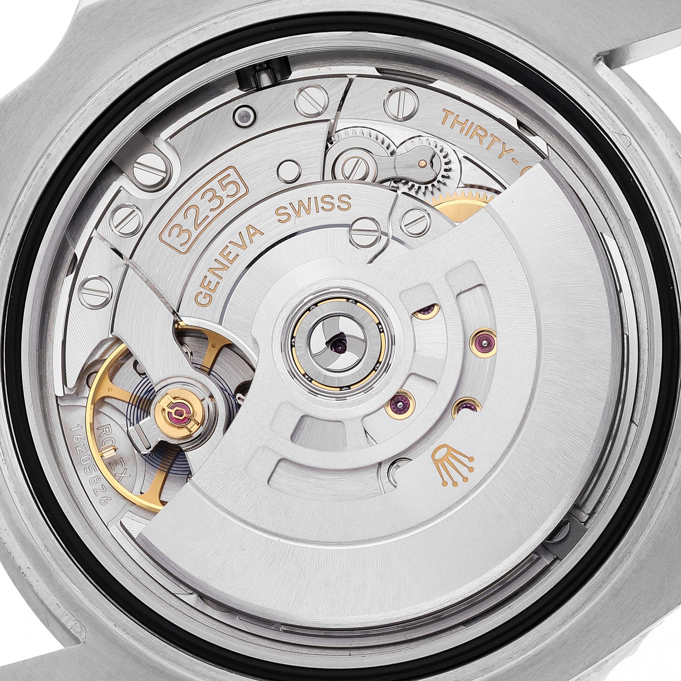 This image shows the intricate movement mechanism of a Rolex Submariner 126610 Men
s Stainless Steel Black Dial 126610 Men
s Stainless Steel Black Dial watch, viewed from a rear angle.