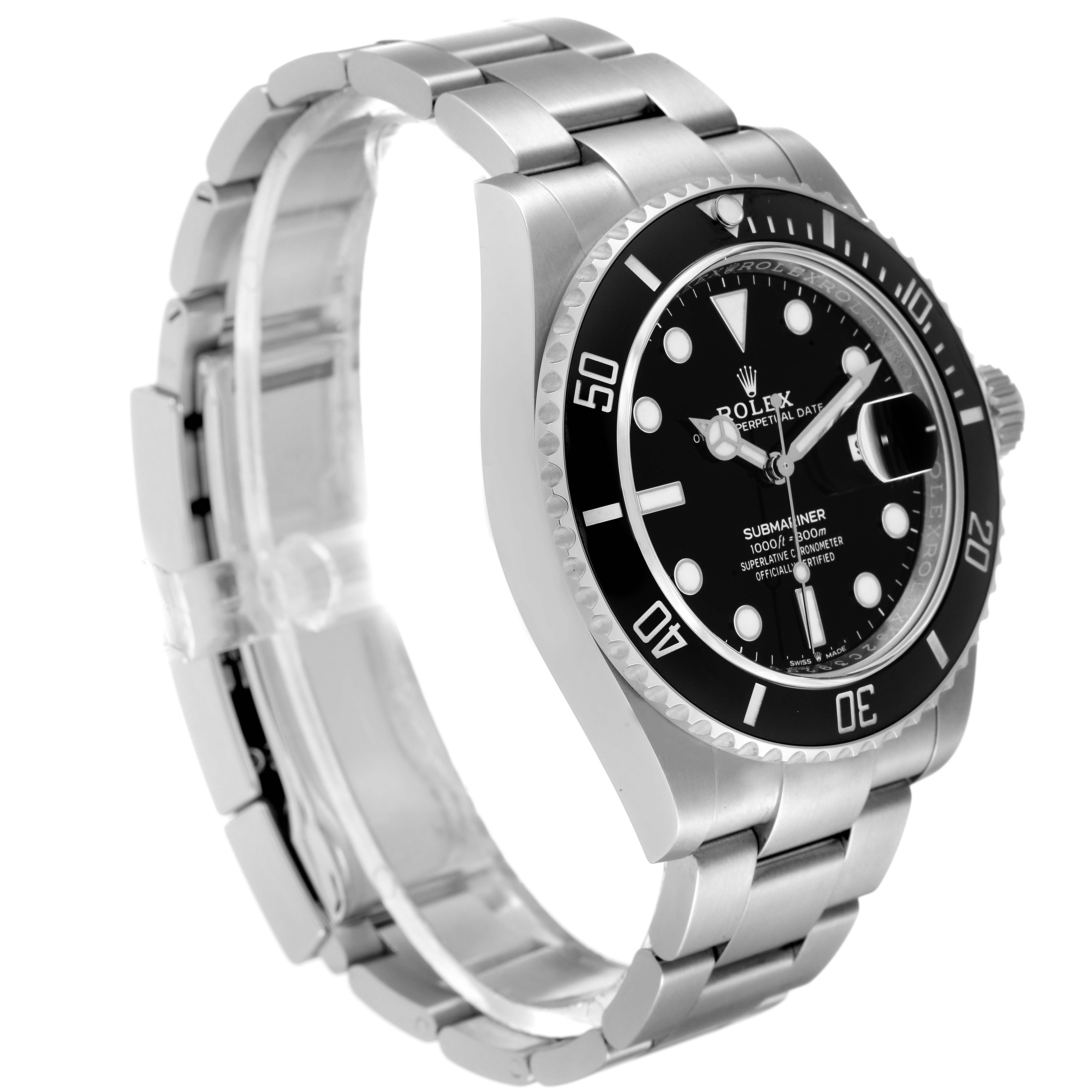 The image shows a Rolex Submariner 126610 Men's Stainless Steel Black Dial 126610 Men's Stainless Steel Black Dial watch at a three-quarter angle, highlighting the bezel, dial, bracelet, and crown.