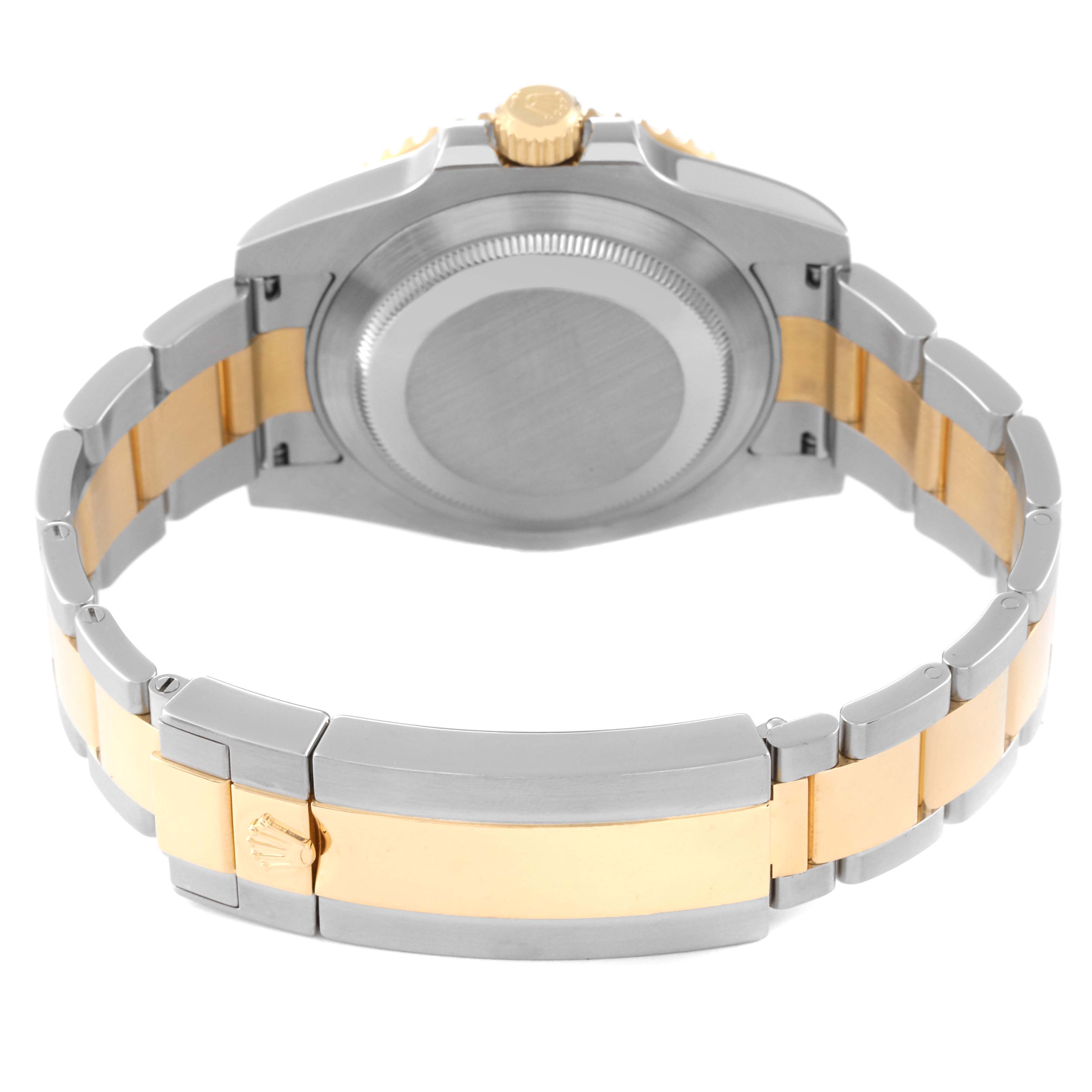 The image shows the back case and bracelet of a Rolex Submariner 116613 Men's Steel and Gold (two tone) Black Dial 116613 Men's Steel and Gold (two tone) Black Dial watch, featuring a two-tone metal design.