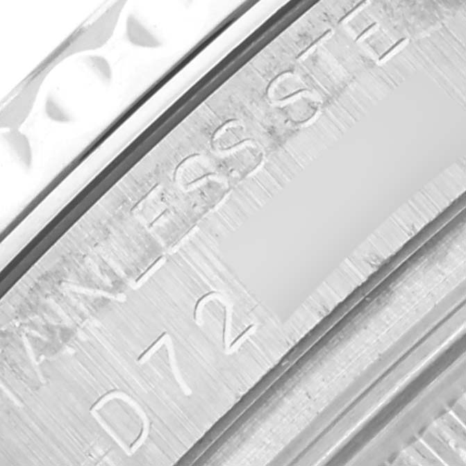 The image shows a close-up of the Rolex Yacht-Master 168622 Men's Stainless Steel Grey Dial 168622 Men's Stainless Steel Grey Dial's outer case edge, revealing engraved text detail.