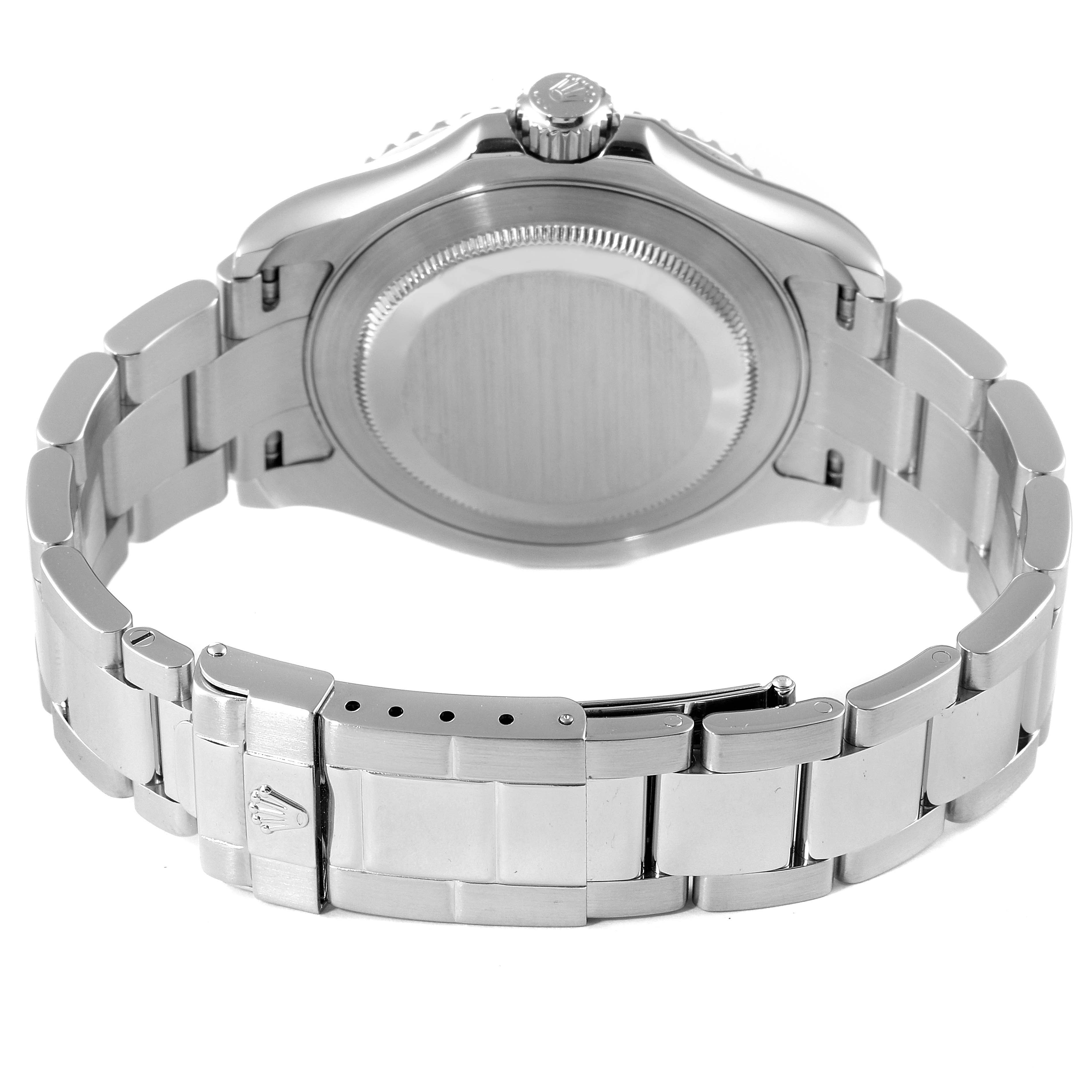 The image shows the back and bracelet of a Rolex Yacht-Master 16622 Men's Stainless Steel Silver Dial 16622 Men's Stainless Steel Silver Dial watch, displaying its clasp and case back.