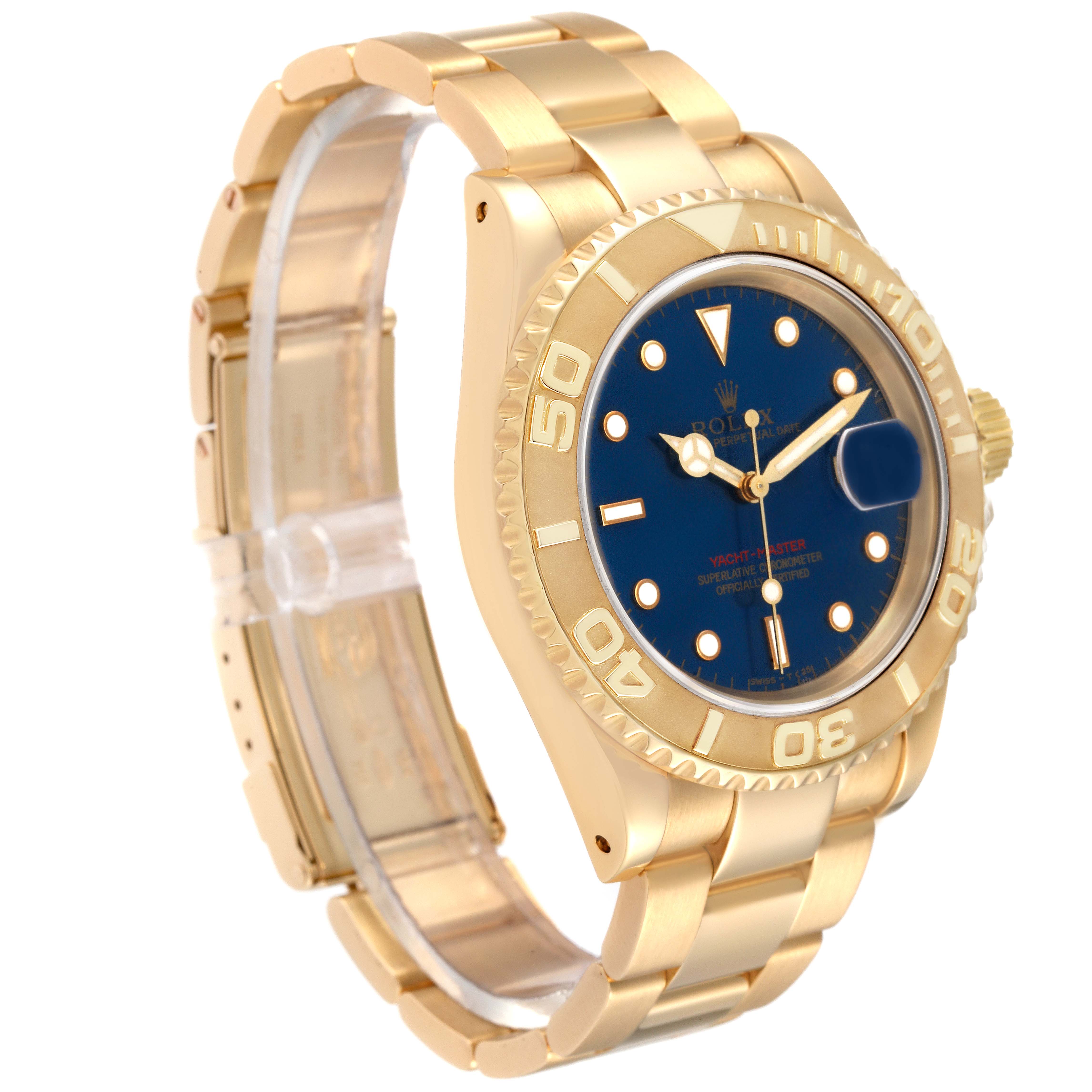 Rolex Yachtmaster 40mm Yellow Gold Blue Dial Mens Watch 16628 ...