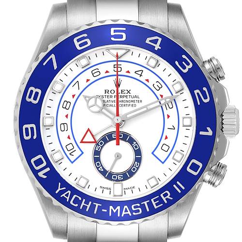 Photo of Rolex Yachtmaster II 44 Blue Cerachrom Bezel Steel Mens Watch 116680 Box Card