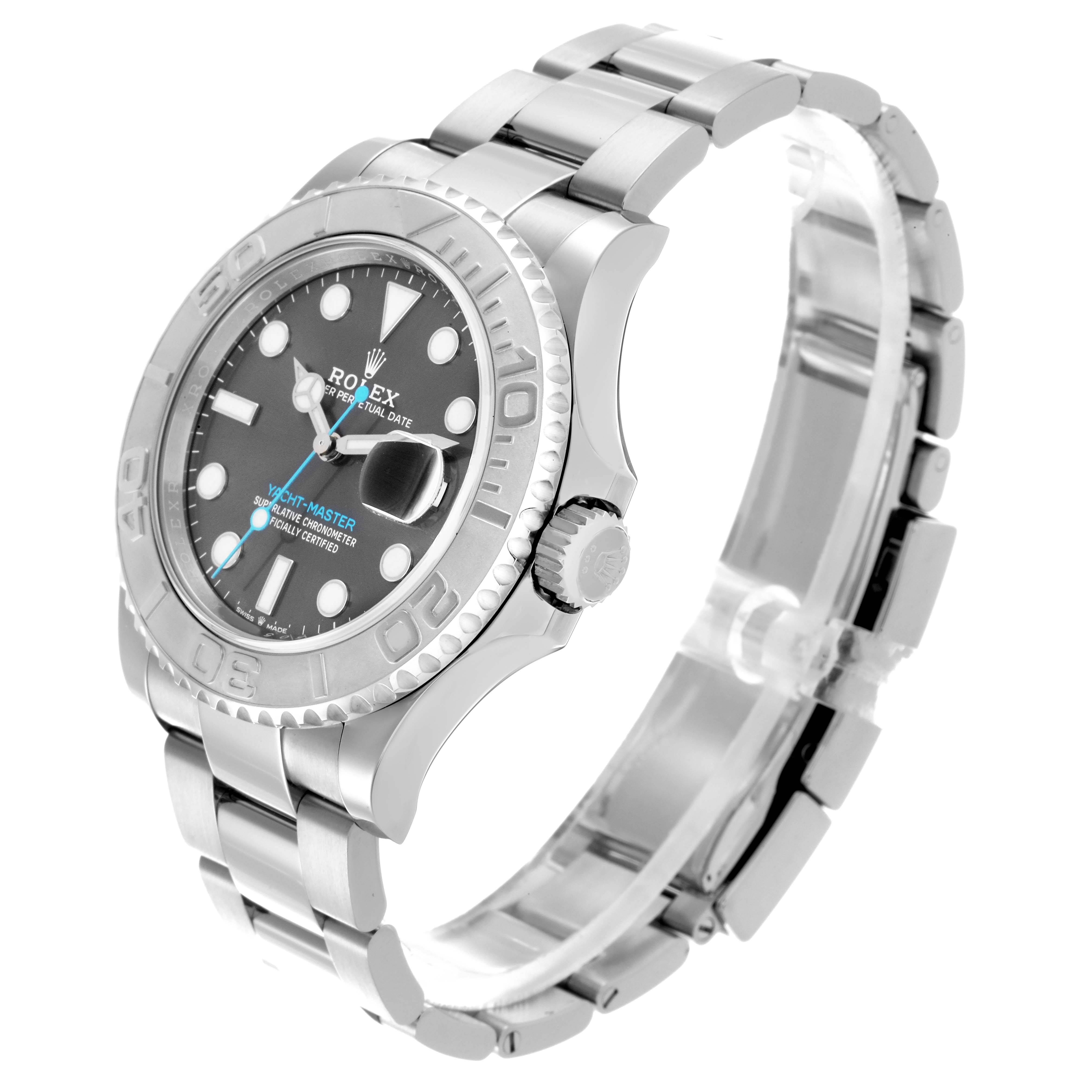 The Rolex Yacht-Master 126622 Men's Stainless Steel Grey Dial 126622 Men's Stainless Steel Grey Dial is shown at a three-quarter angle, highlighting the bezel, dial, and bracelet.