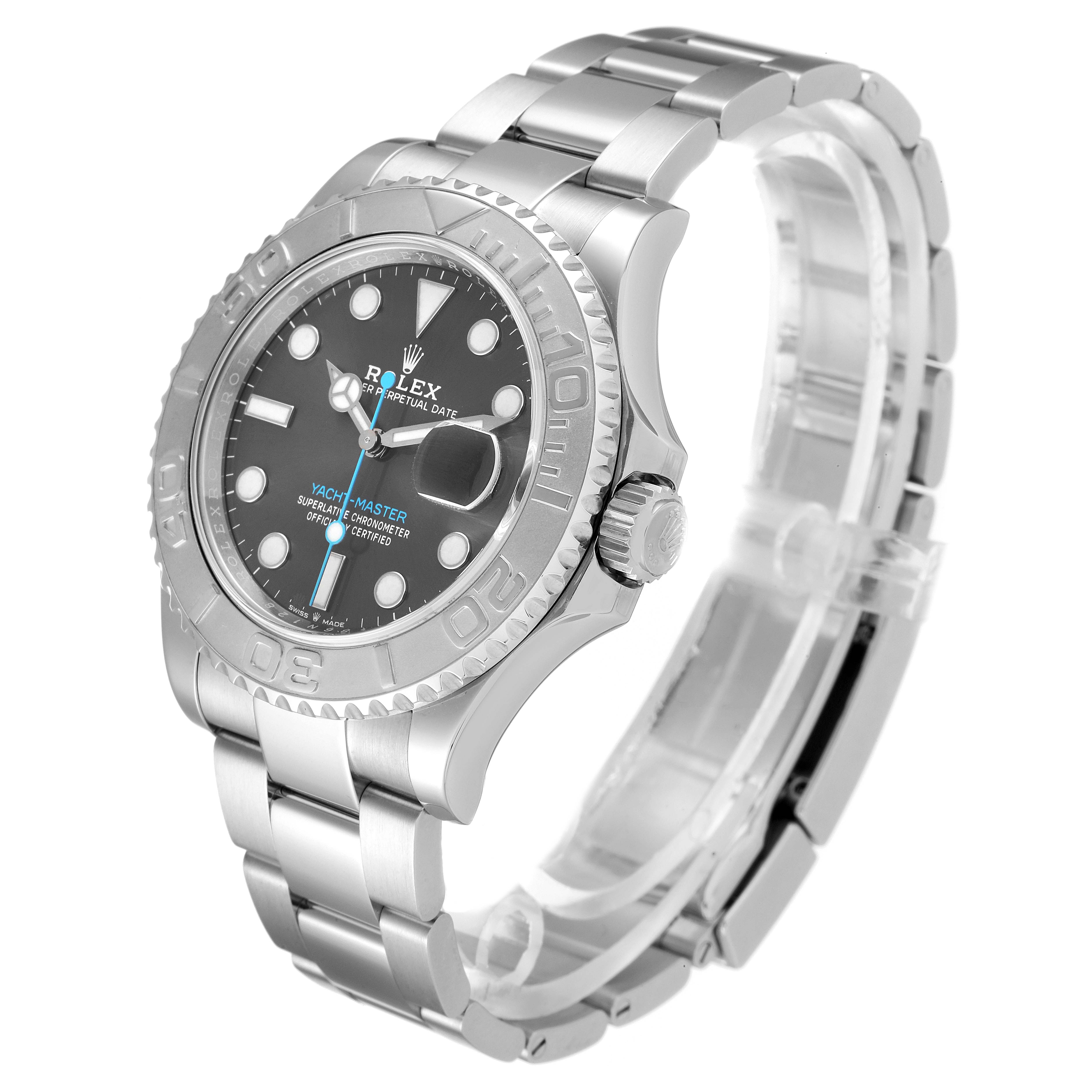 The image shows a Rolex Yacht-Master 126622 Men's Stainless Steel Grey Dial 126622 Men's Stainless Steel Grey Dial watch at a three-quarter angle highlighting the dial, bezel, bracelet, and crown.