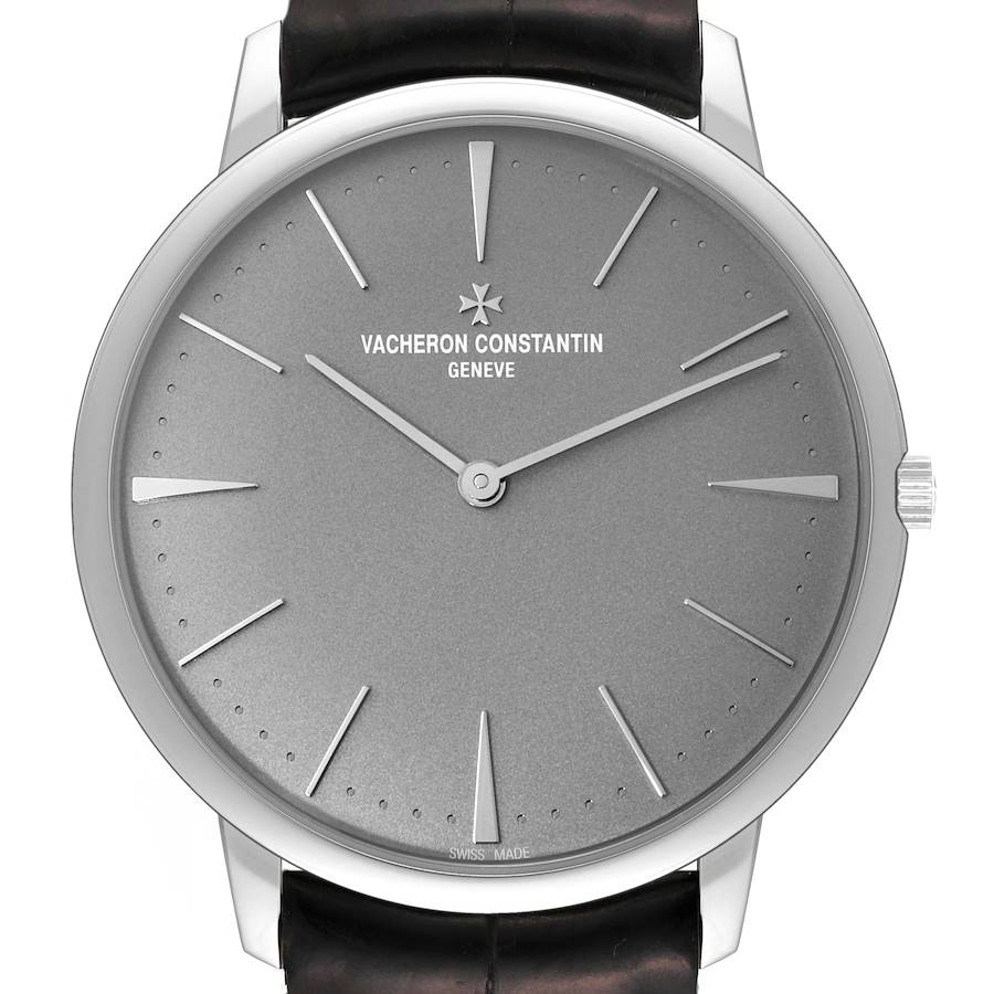 Vacheron Constantin Patrimony Grand Taille Grey Dial Platinum Watch 81180 Papers SwissWatchExpo