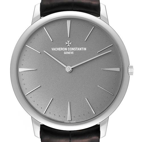 Photo of Vacheron Constantin Patrimony Grand Taille Grey Dial Platinum Watch 81180 Papers