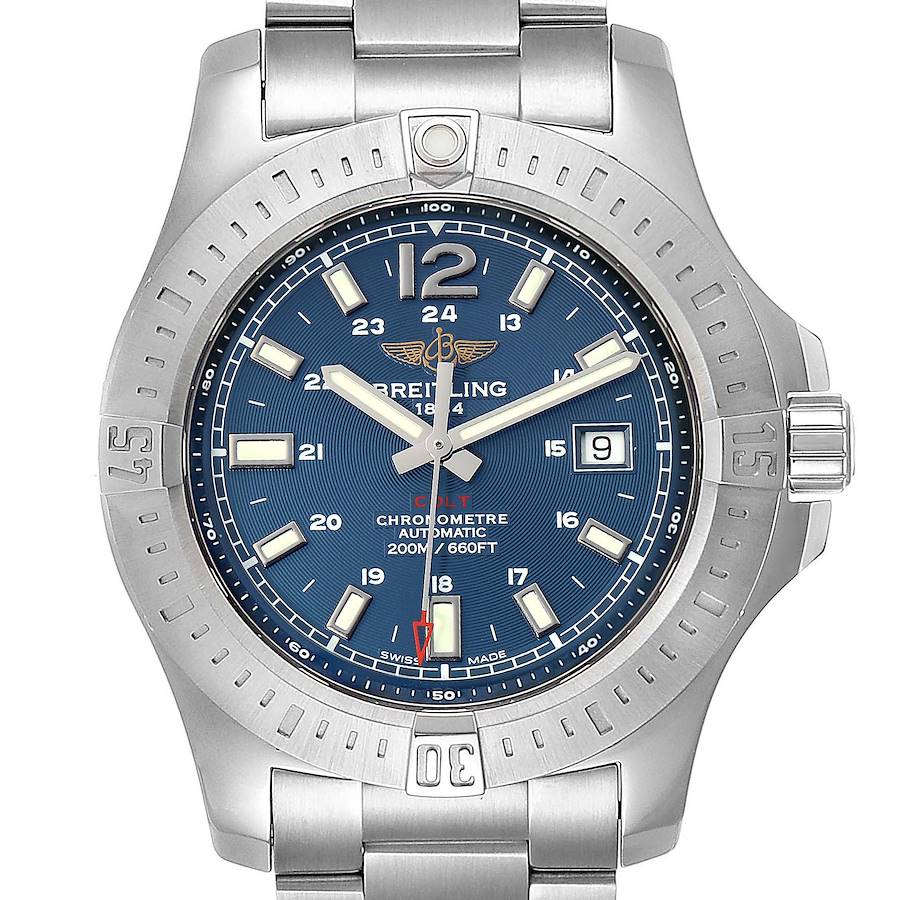 Breitling Colt Blue Dial Automatic Steel Mens Watch A17388 Box Card SwissWatchExpo