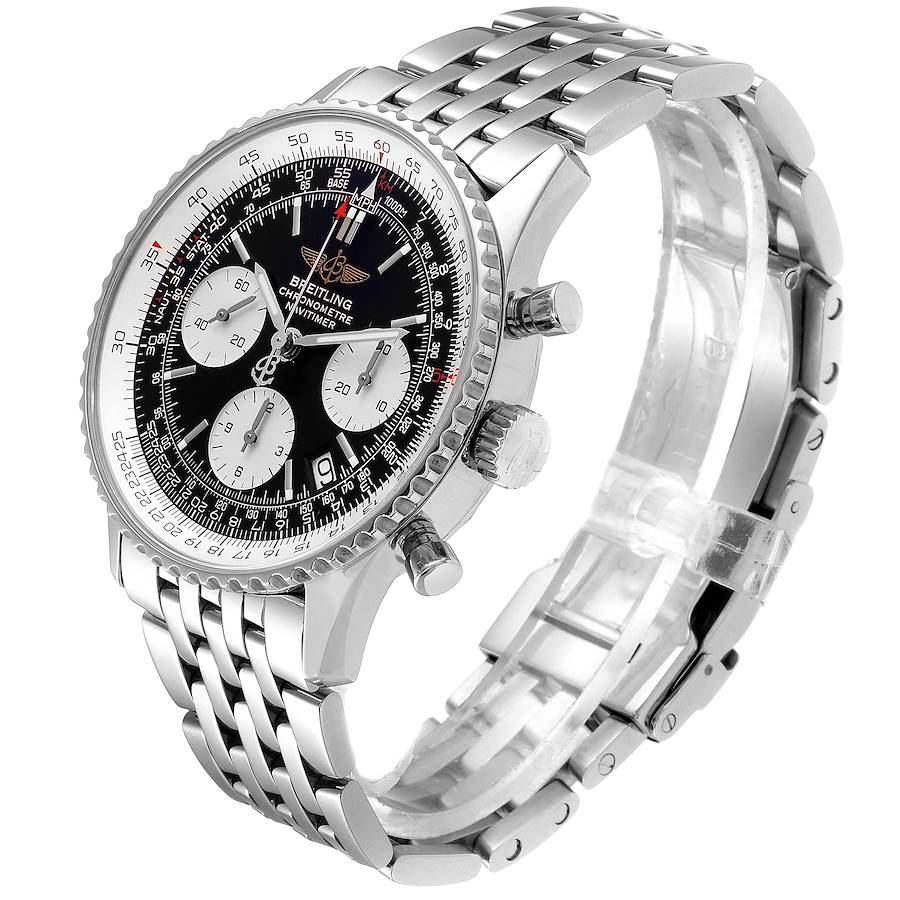 Breitling Navitimer Black Dial Chronograph Steel Mens Watch 3322 Box Swisswatchexpo