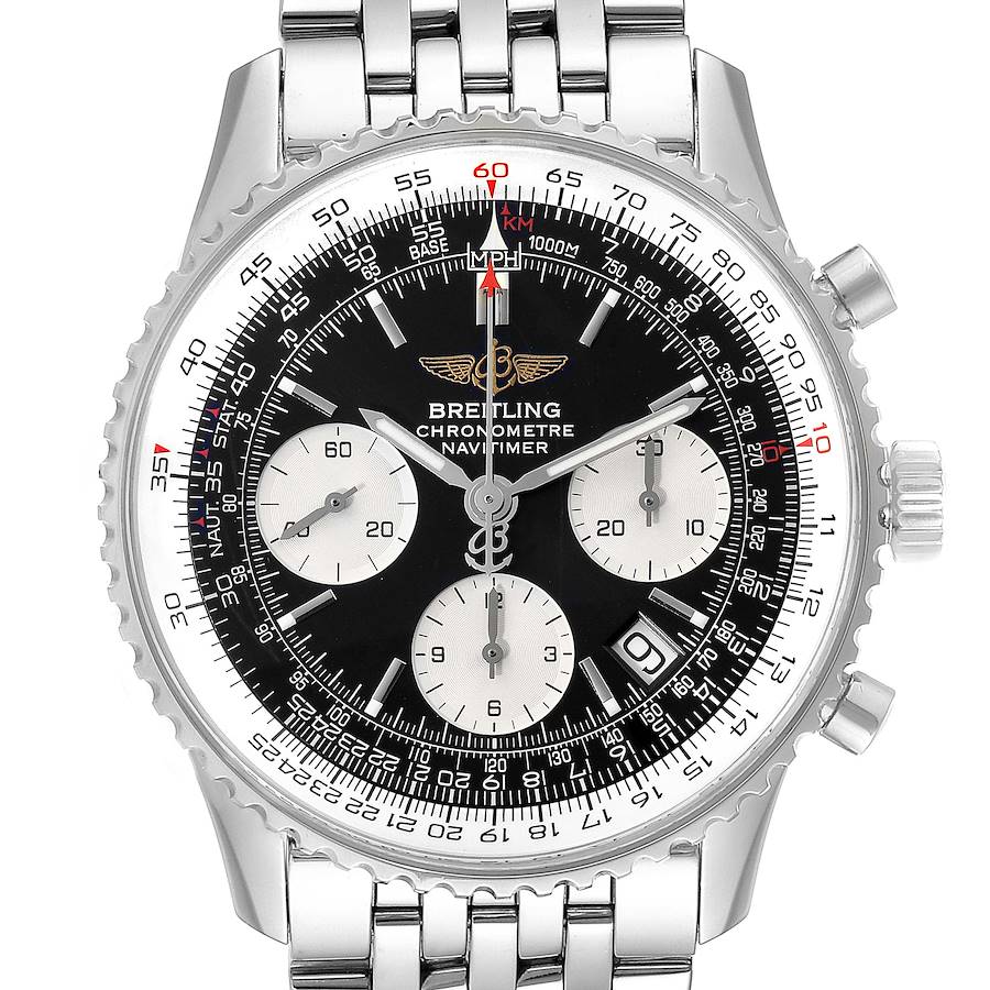 Breitling Navitimer Black Dial Chronograph Steel Mens Watch A23322 Box SwissWatchExpo