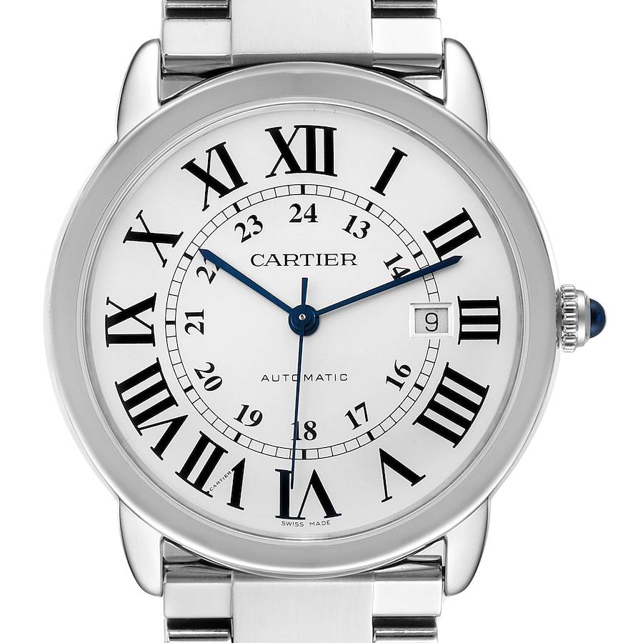 Cartier Ronde Solo XL Silver Dial Automatic Steel Mens Watch W6701011 SwissWatchExpo