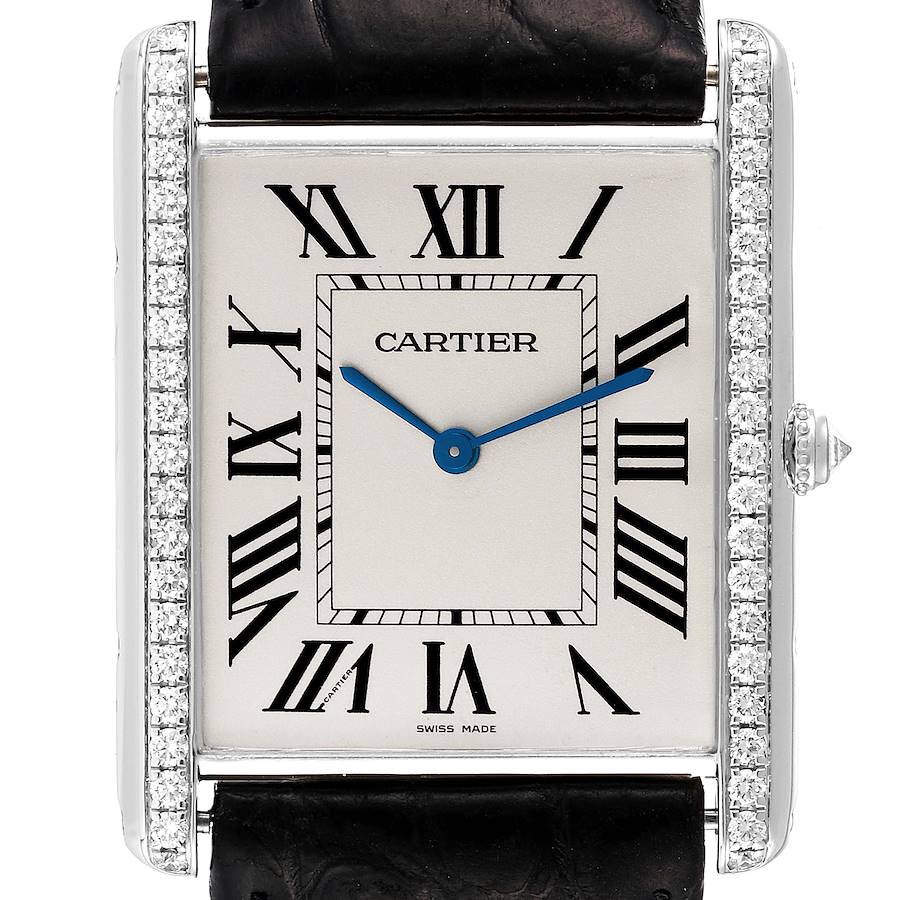 Cartier Tank Louis XL 18k White Gold Diamond Mens Watch WT200006 SwissWatchExpo