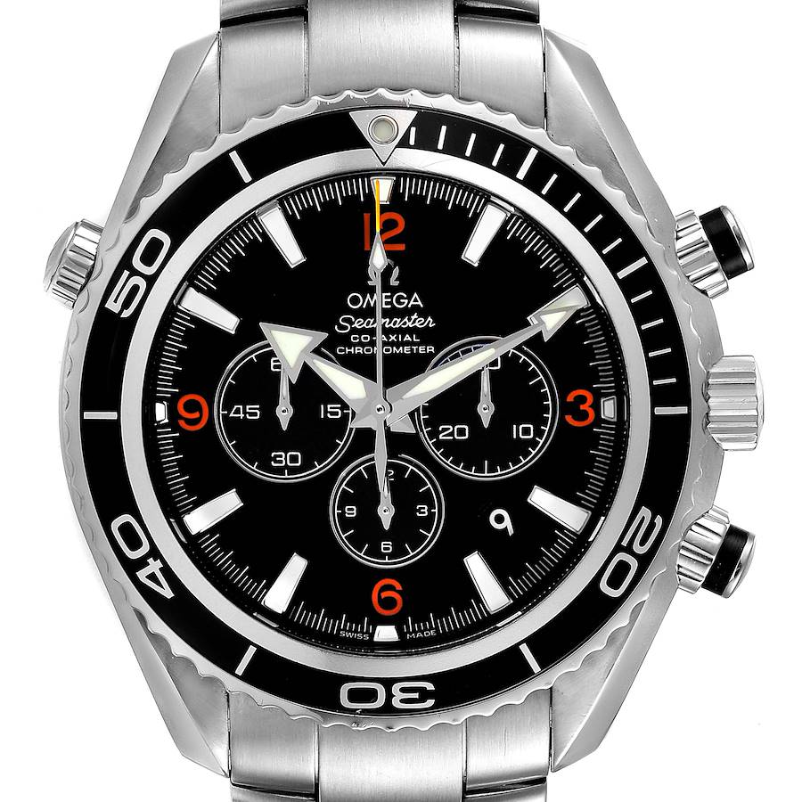 Omega Seamaster Planet Ocean 45 mm Steel Chronograph Watch 2210.51.00 Card SwissWatchExpo