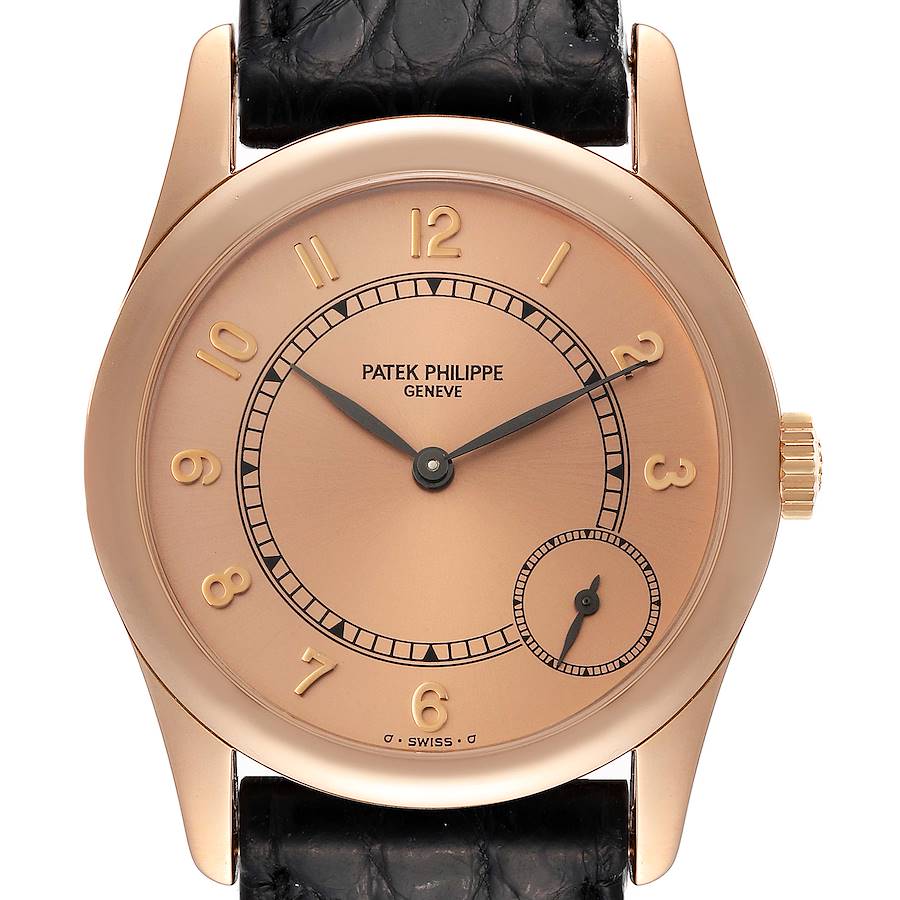 Patek Philippe Calatrava Rose Gold Bronze Dial Automatic Mens Watch 5000 SwissWatchExpo
