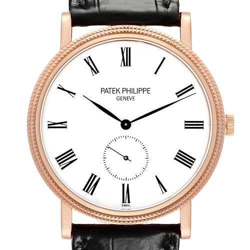 Photo of Patek Philippe Calatrava Rose Gold White Dial Mens Watch 5116 5116R