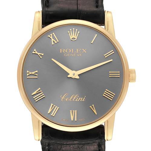 Photo of Rolex Cellini Classic Slate Dial 18k Yellow Gold Mens Watch 5116 Box Card