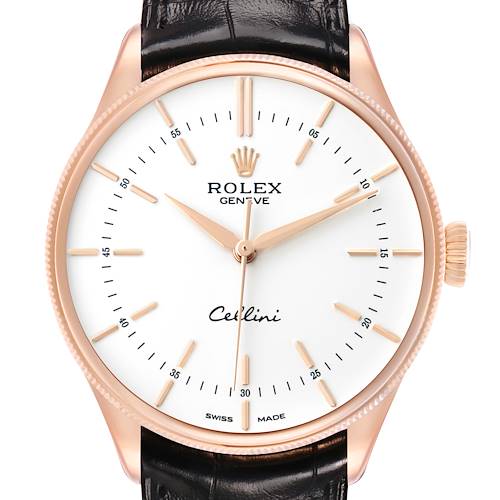 Photo of Rolex Cellini Time Rose Gold White Dial Mens Watch 50505