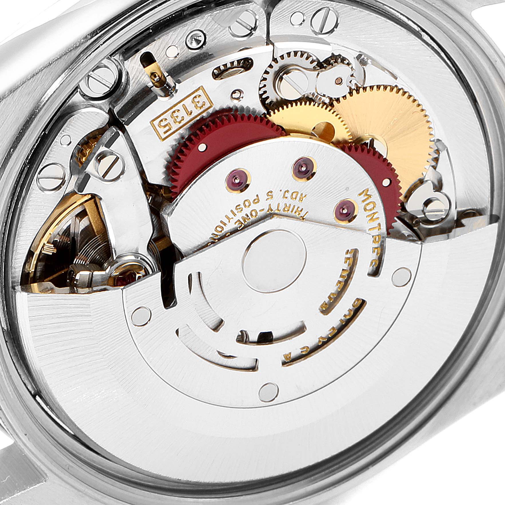 The image shows a close-up of the movement mechanism of a Rolex Date 15200 Men's Stainless Steel Blue Dial 15200 Men's Stainless Steel Blue Dial model watch.