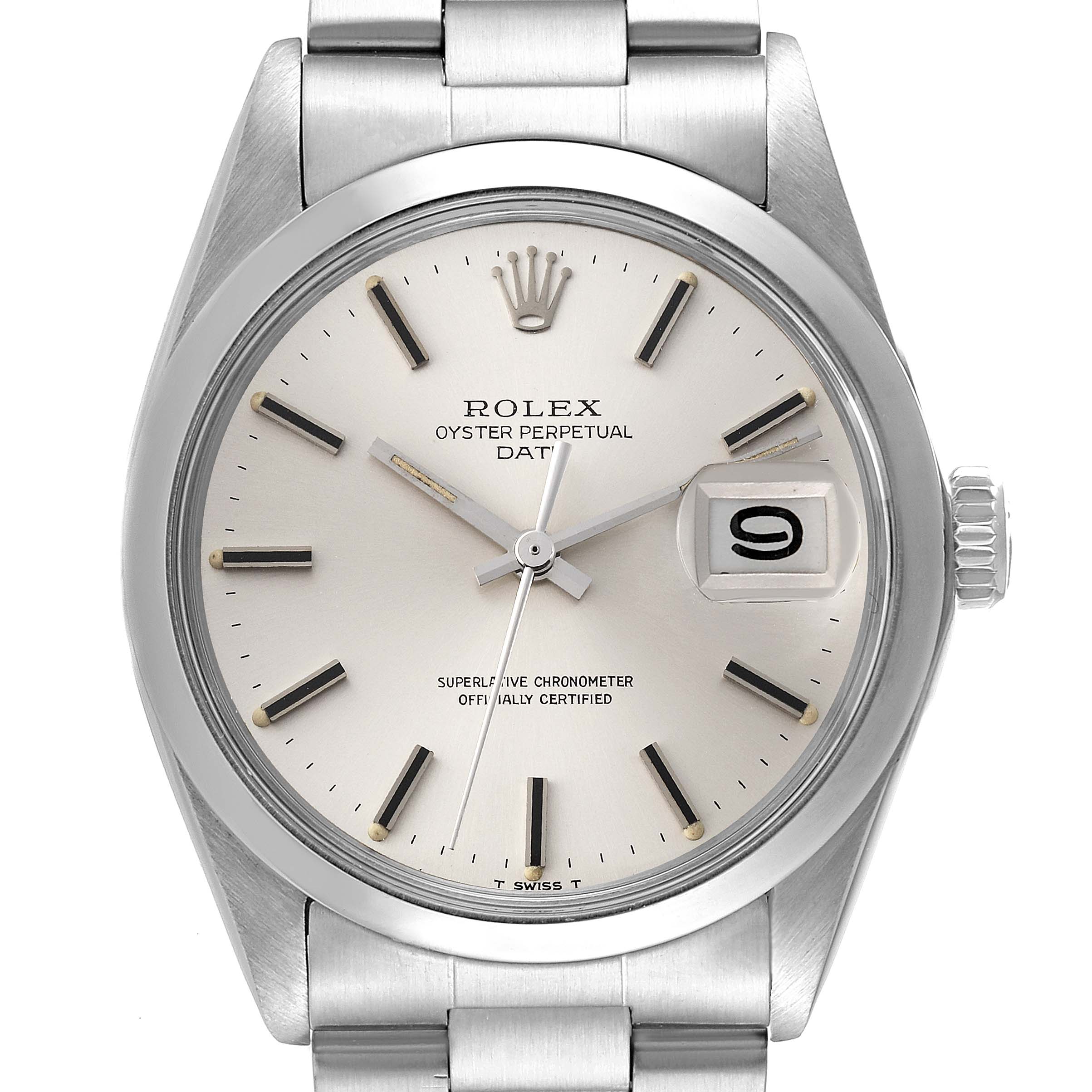 Rolex Date Stainless Steel Silver Dial Vintage Mens Watch 1500 ...