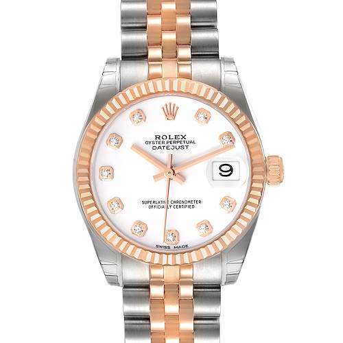 Photo of Rolex Datejust 31 Midsize Steel Rose Gold Diamond Ladies Watch 178271 Unworn