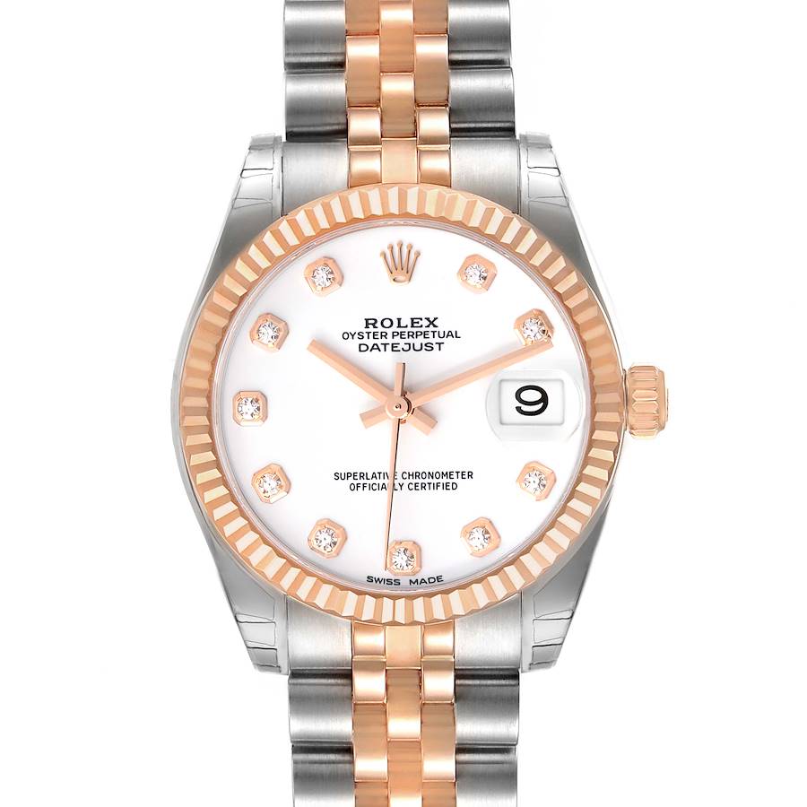 Rolex Datejust 31 Midsize Steel Rose Gold Diamond Ladies Watch 178271 Unworn SwissWatchExpo