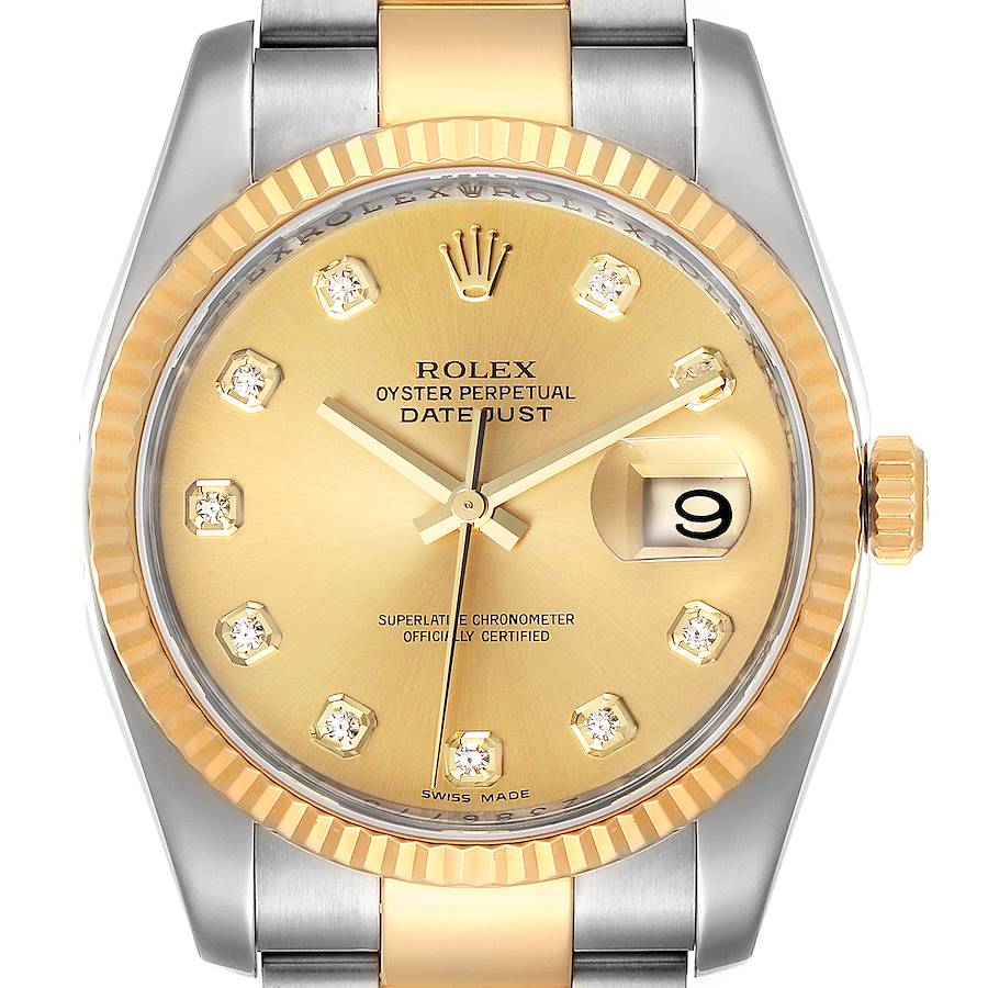 Rolex Datejust 36 Steel Yellow Gold Diamond Mens Watch 116233 SwissWatchExpo