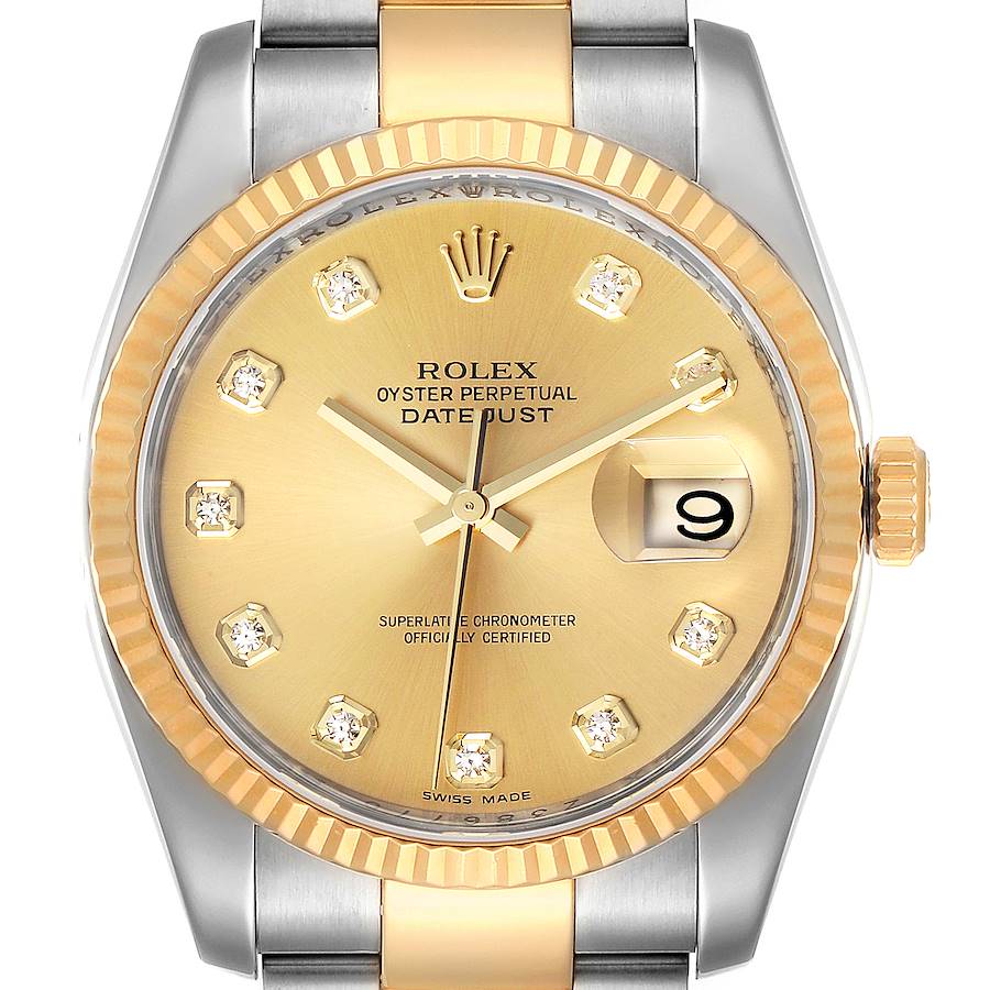 This image shows a close-up of the Rolex Datejust watch face, bezel, and part of the bracelet.