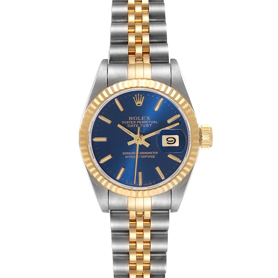 Rolex Datejust Blue Dial Steel Yellow Gold Ladies Watch 69173 SwissWatchExpo