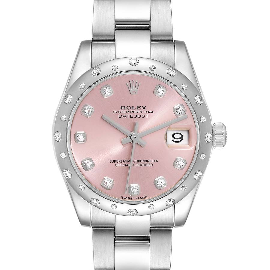 Rolex Datejust Midsize 31 Steel Pink Dial Diamond Ladies Watch 178344 Box Card SwissWatchExpo