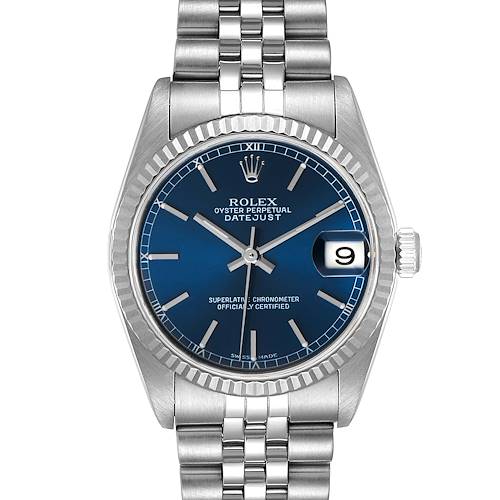 Photo of Rolex Datejust Midsize Steel White Gold Blue Dial Ladies Watch 78274