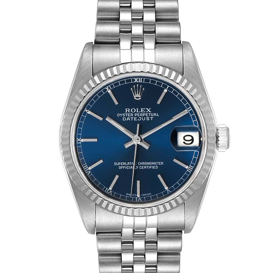 Rolex Datejust Midsize Steel White Gold Blue Dial Ladies Watch 78274 SwissWatchExpo