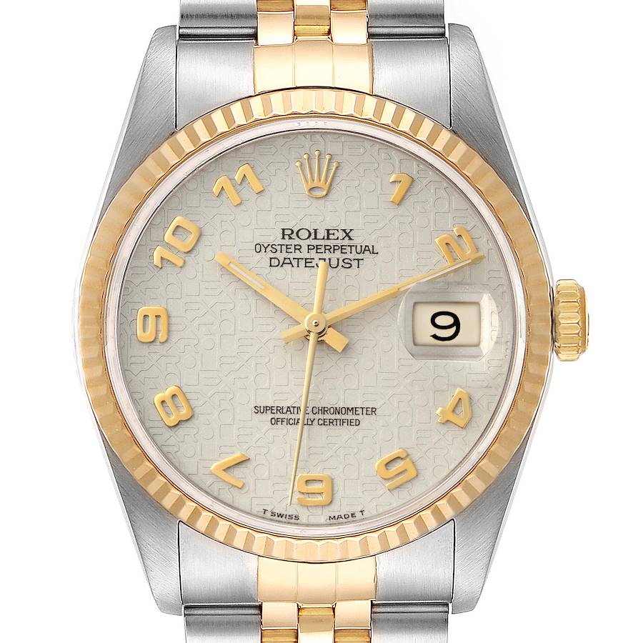 Rolex Datejust Steel 18K Yellow Gold Anniversary Dial Mens Watch 16233 SwissWatchExpo