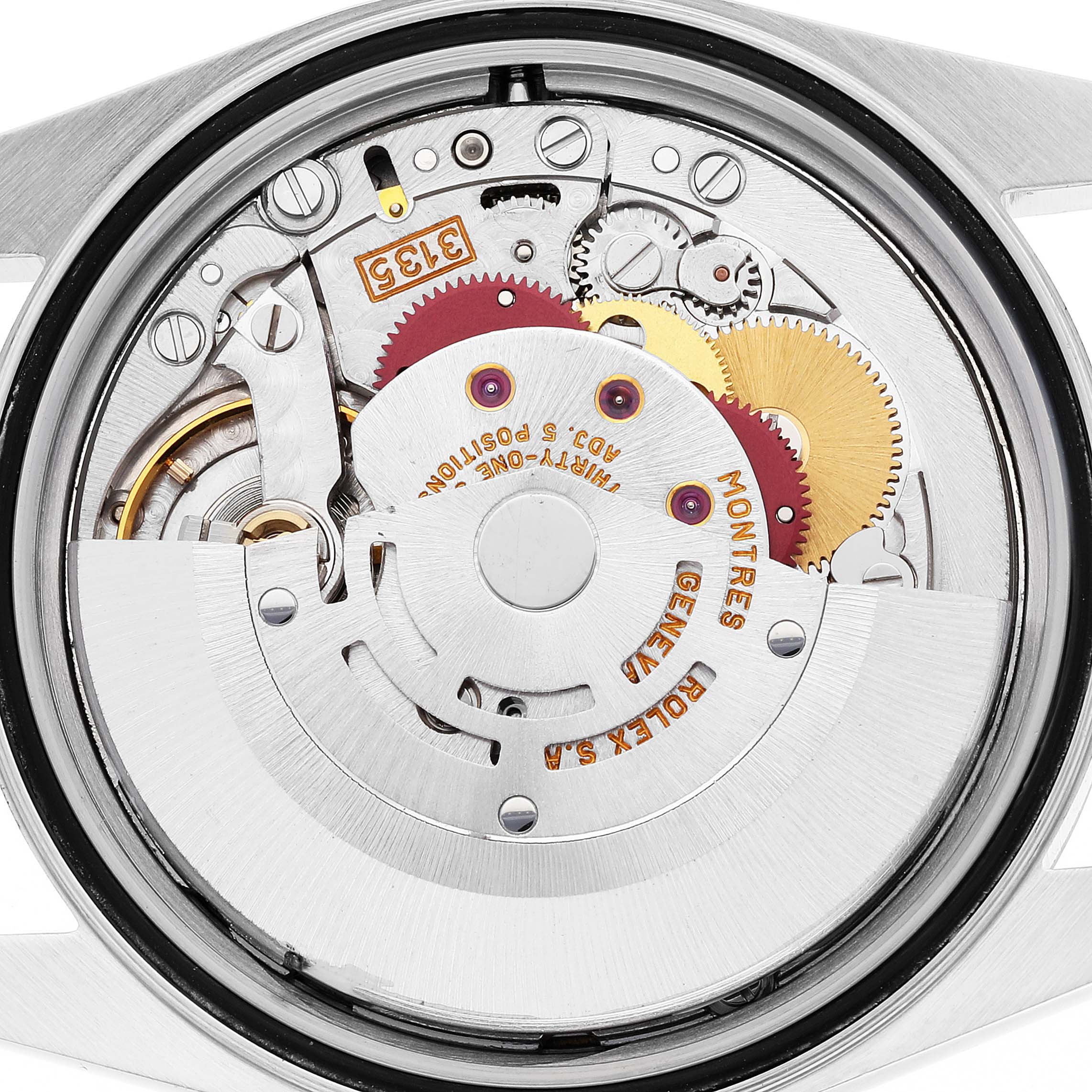 This image shows the internal movement components of a Rolex Datejust 16233 Men's Steel and Gold (two tone) Blue Dial 16233 Men's Steel and Gold (two tone) Blue Dial watch, viewed from the back case.