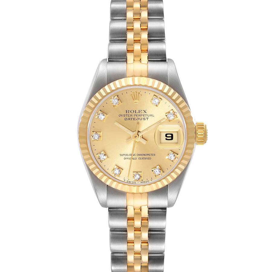 Rolex Datejust Steel Yellow Gold Diamond Dial Ladies Watch 69173 SwissWatchExpo