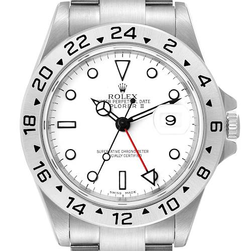 Photo of Rolex Explorer II 40mm White Polar Dial Red Hand Steel Mens Watch 16570