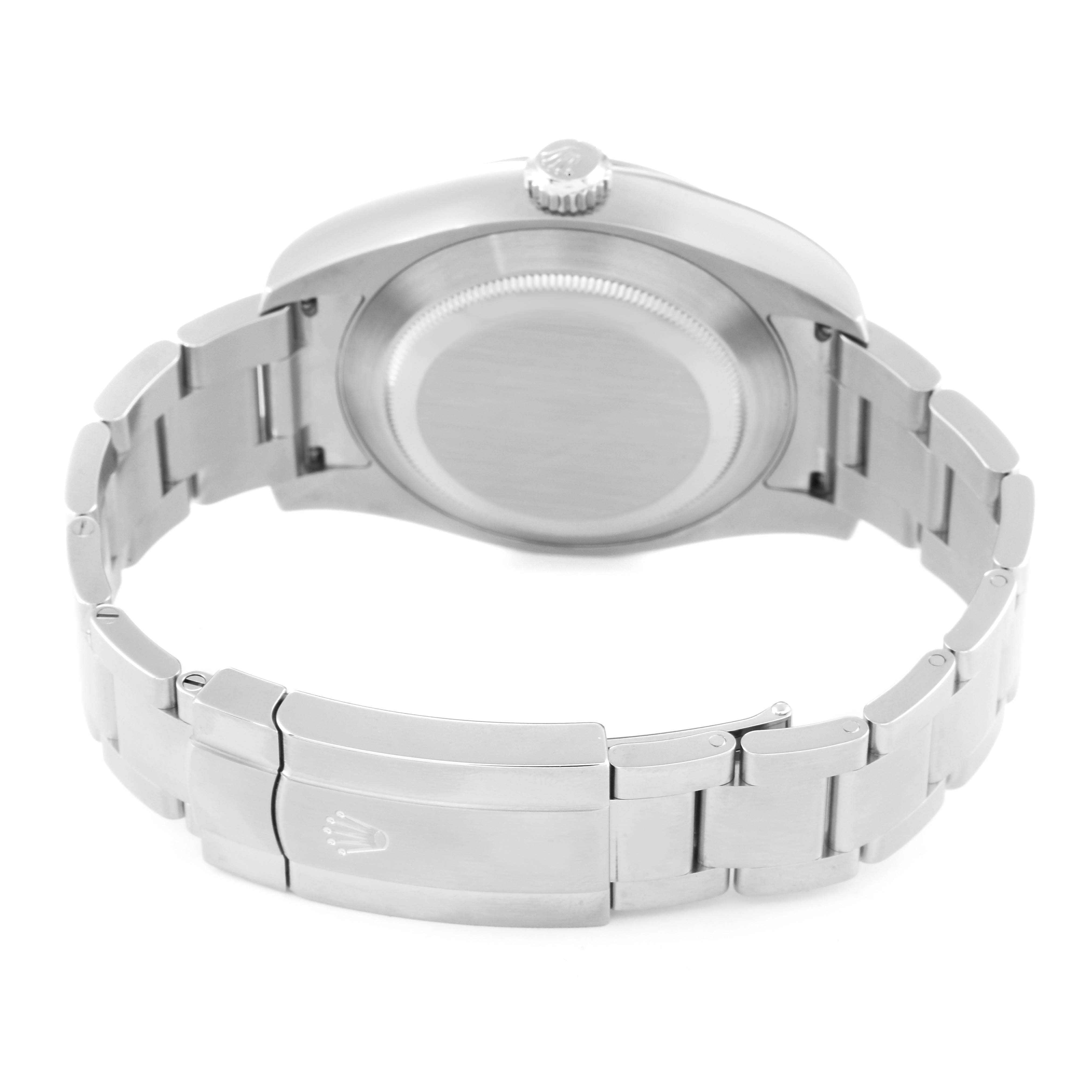 The image shows the back case and bracelet clasp of a Rolex Air-King 116900 Men's Stainless Steel Black Dial 116900 Men's Stainless Steel Black Dial watch from a rear angle.