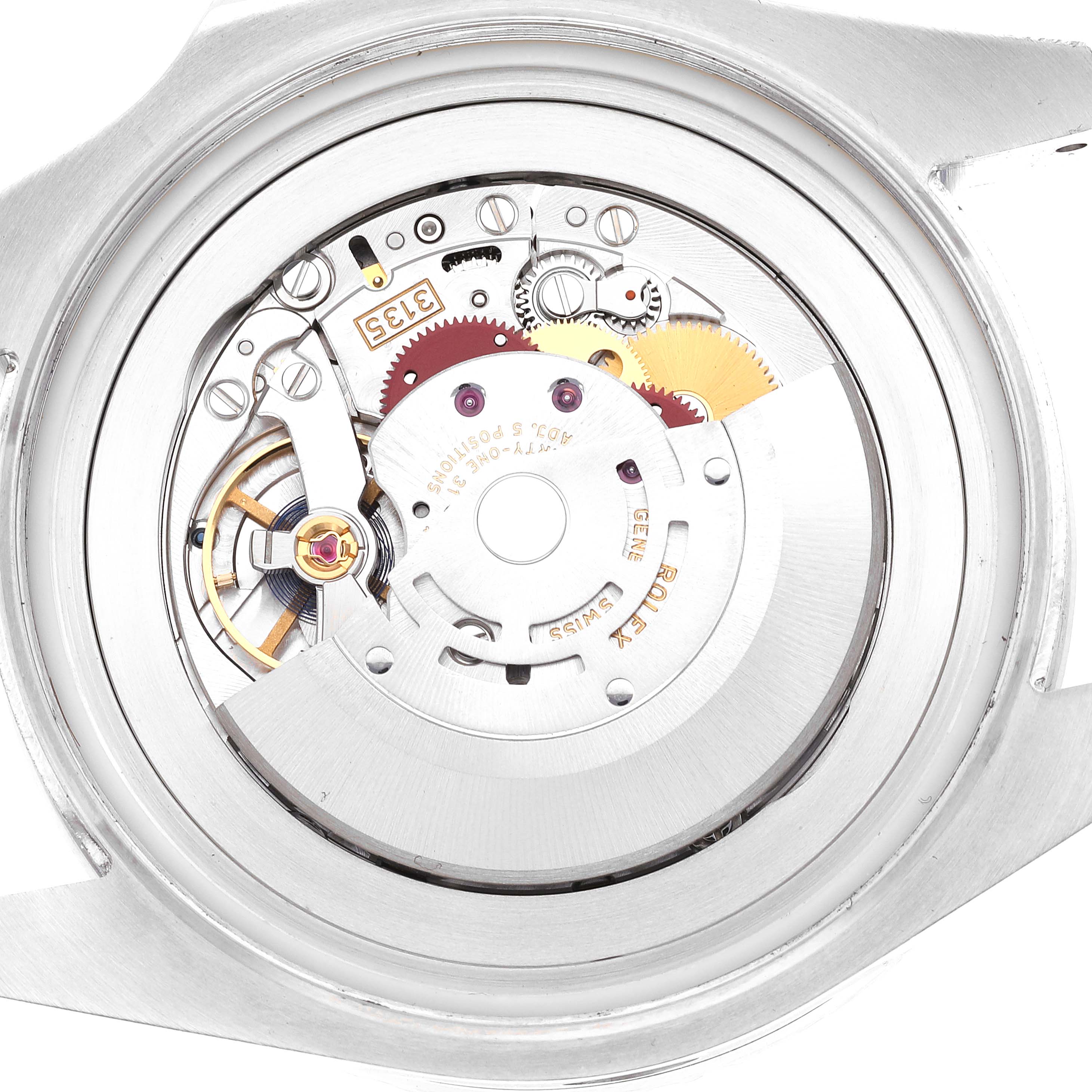 This image shows the internal mechanical movement and components of a Rolex Sea-Dweller 116660 Men's Stainless Steel Blue Dial 116660 Men's Stainless Steel Blue Dial watch from a top-down angle.