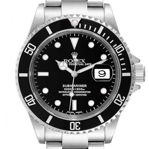 Photo of Rolex Submariner Black Dial Stainless Steel Mens Watch 16610 Box Papers